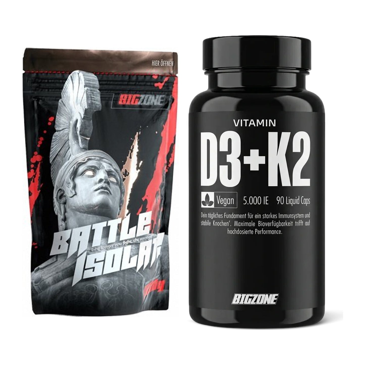 Basis-Set: Big Zone Battle Isolate + Big Zone Vitamin D3 + K2 – alle enthaltenen Artikel