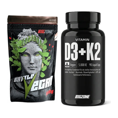 Basis-Set: Big Zone Battle Vegan + Big Zone Vitamin D3 + K2 – alle enthaltenen Artikel