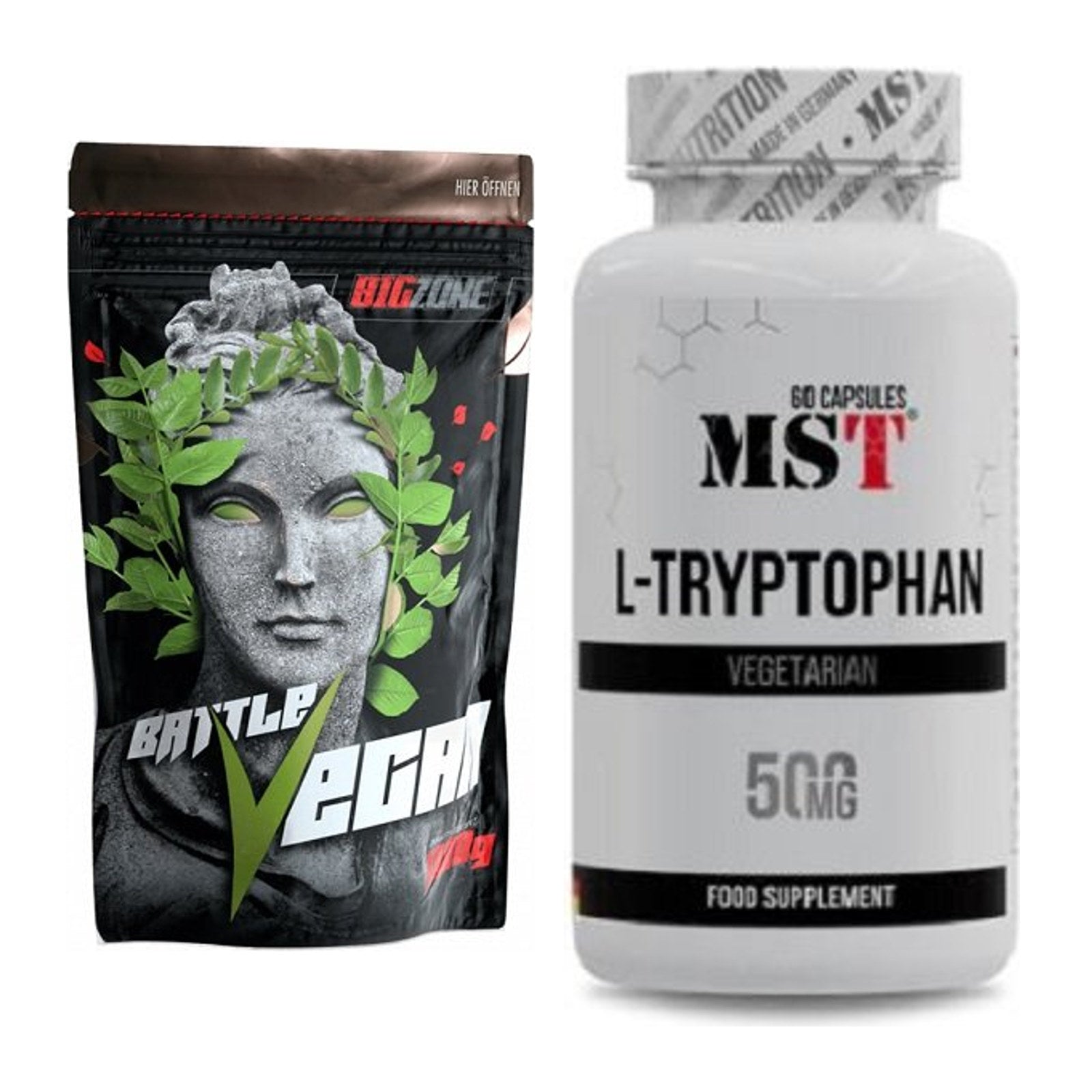 Basis-Set: Big Zone Battle Vegan + MST Tryptophan 500mg – alle enthaltenen Artikel
