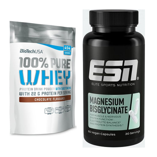 Basis-Set: BioTech 100% Pure Whey + ESN Magnesium Bisglycinate – alle enthaltenen Artikel