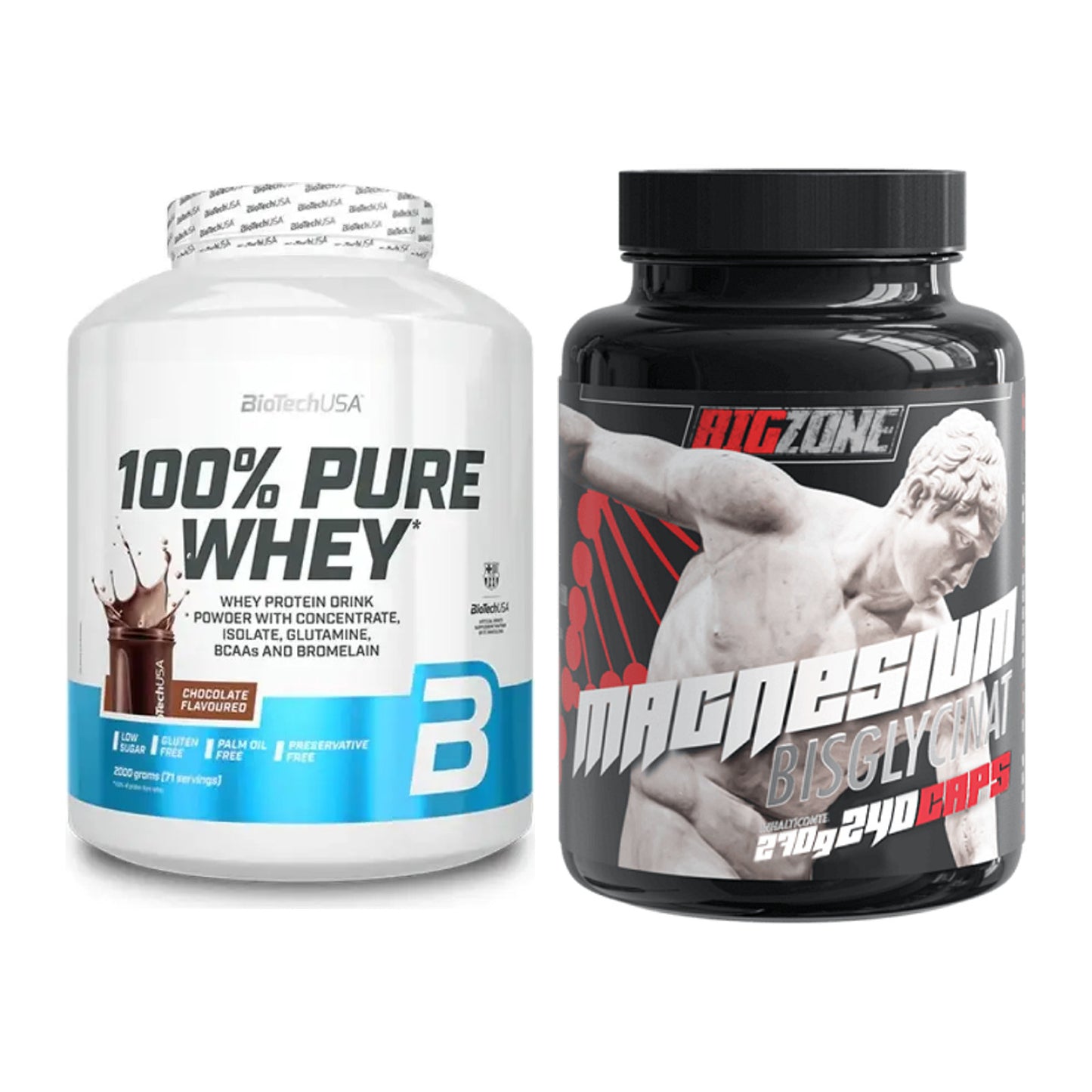 Basis-Set: BioTech 100% Pure Whey + Big Zone Magnesium Bisglycinat – alle enthaltenen Artikel