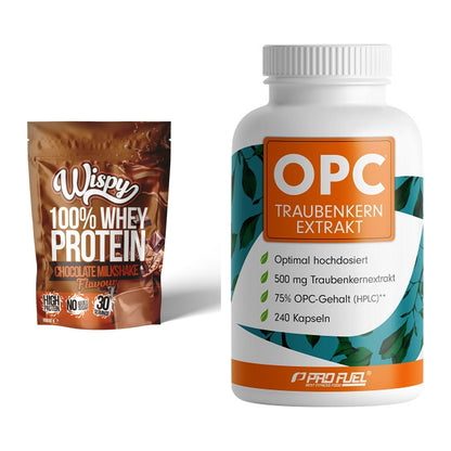Basis-Set: Wispy Whey 100% + ProFuel OPC Traubenkernextrakt – alle enthaltenen Artikel