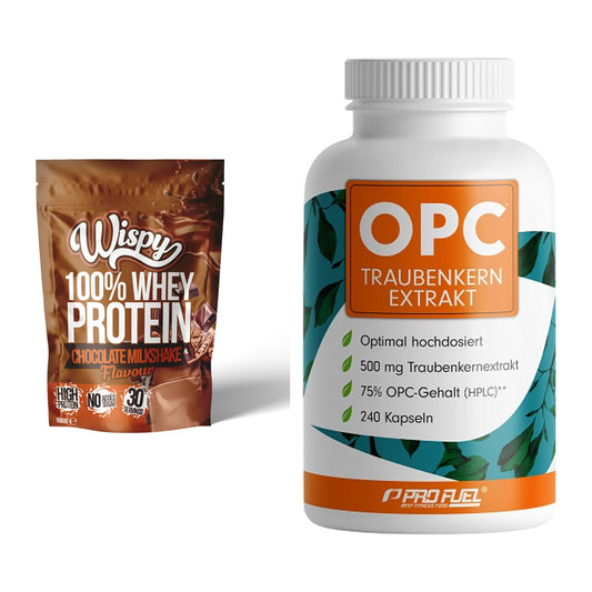 Basis-Set: Wispy Whey 100% + ProFuel OPC Traubenkernextrakt – alle enthaltenen Artikel