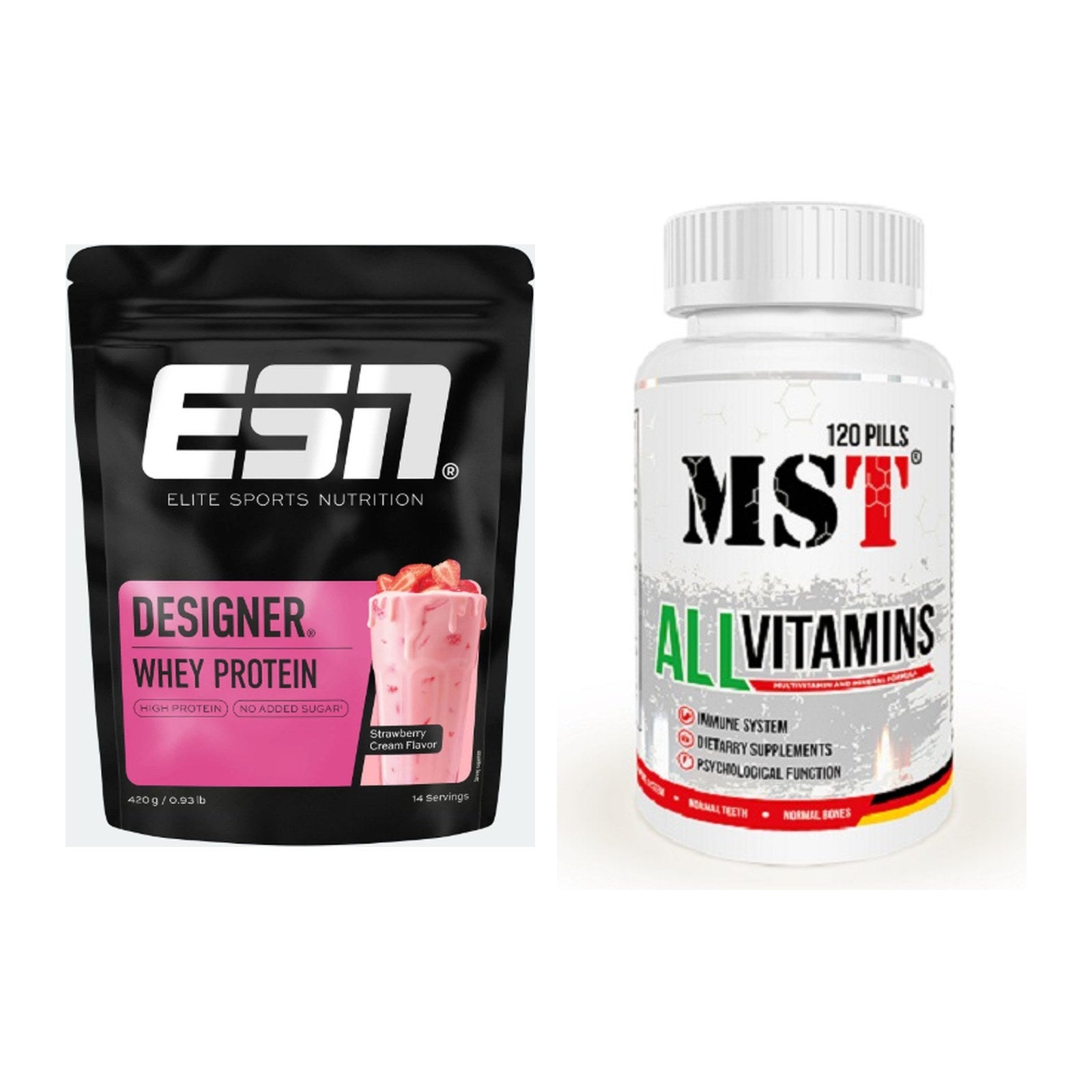 Basis-Set: ESN Designer Whey + MST All Vitamins 120 Tabl. – alle enthaltenen Artikel