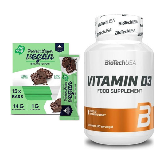 Basis-Set: Multipower Vegan Protein Layer Bar + BioTech Vitamin D3 – alle enthaltenen Artikel