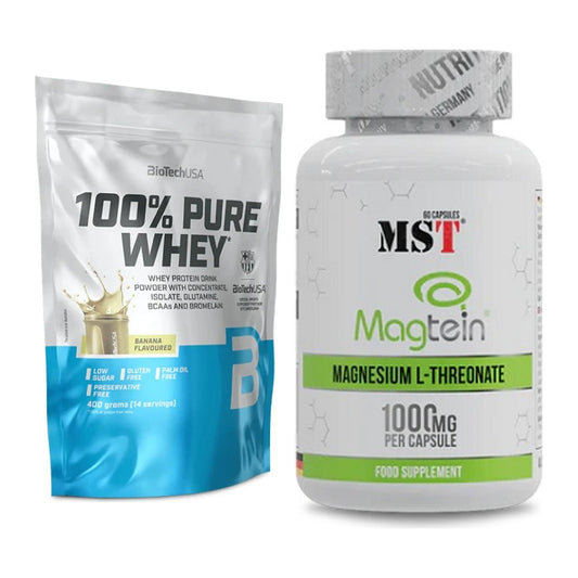 Basis-Set: BioTech 100% Pure Whey + MST Magnesium L-Threonate Magtein – alle enthaltenen Artikel