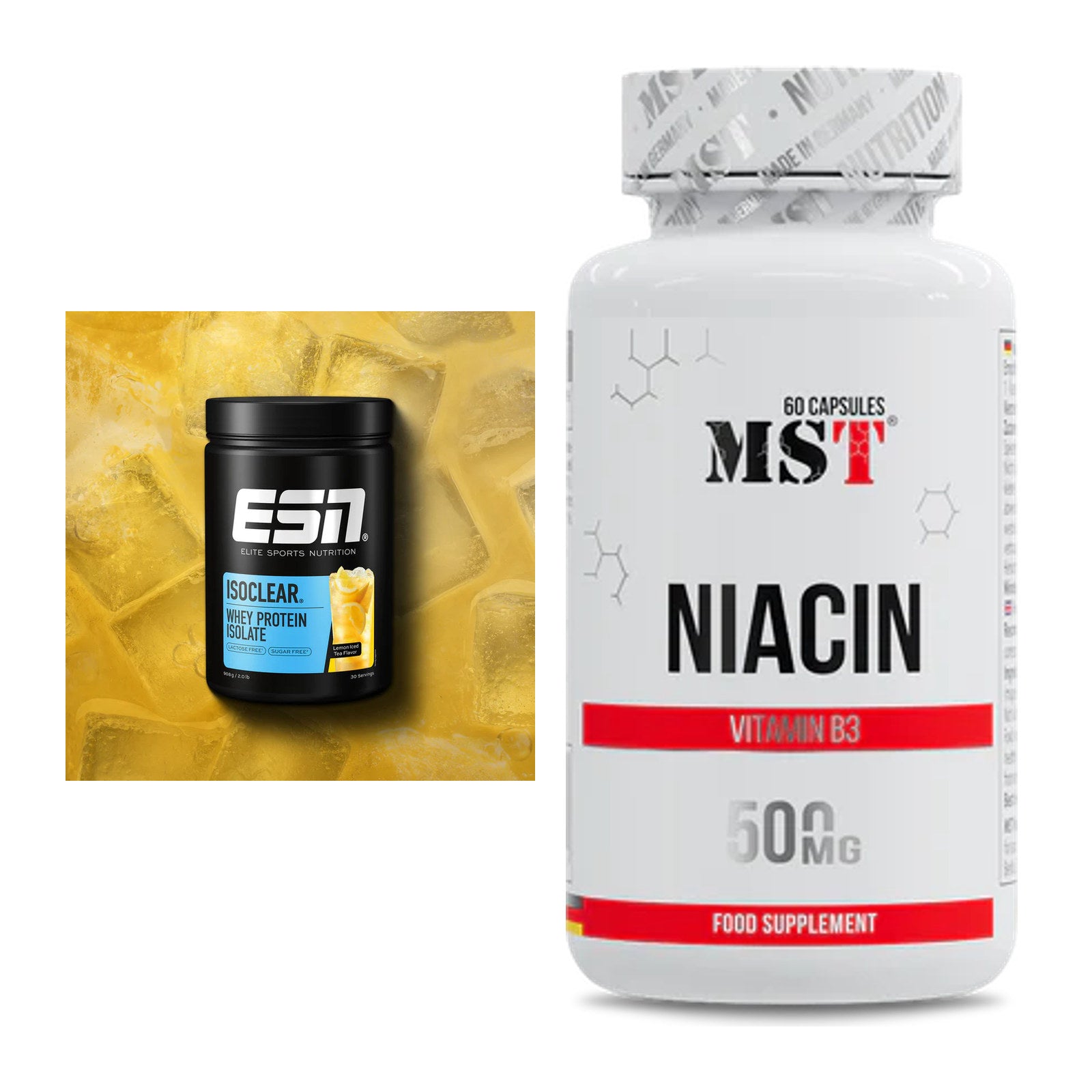 Basis-Set: ESN ISOCLEAR Whey Isolate + MST Niacin – alle enthaltenen Artikel