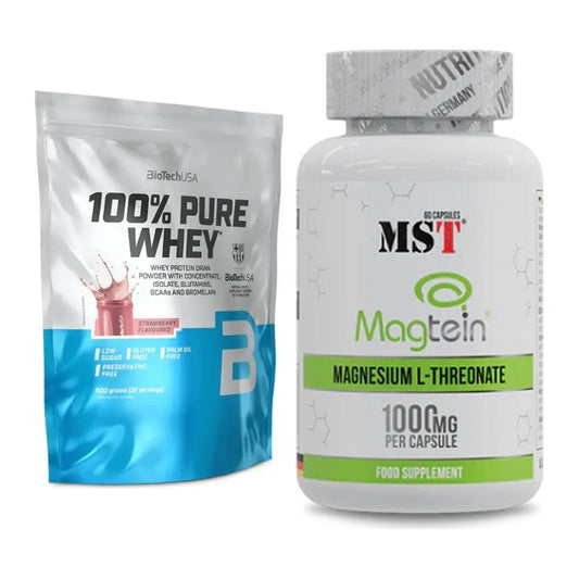 Basis-Set: BioTech 100% Pure Whey + MST Magnesium L-Threonate Magtein – alle enthaltenen Artikel