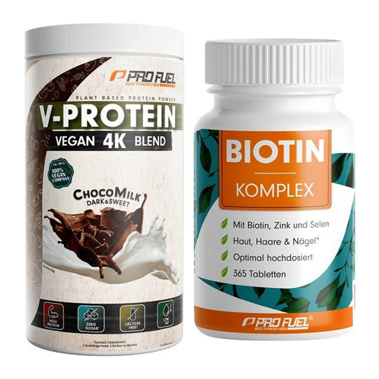 Basis-Set: ProFuel V-PROTEIN vegan 4K blend + ProFuel BIOTIN Komplex – alle enthaltenen Artikel