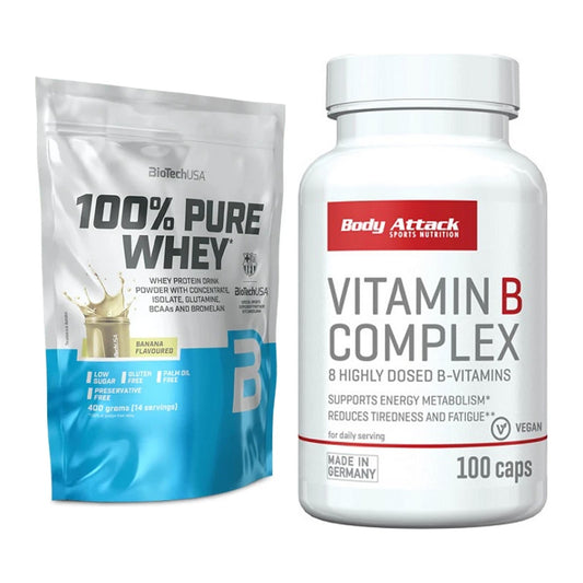 Basis-Set: BioTech 100% Pure Whey + Body Attack Vitamin B-Complex – alle enthaltenen Artikel