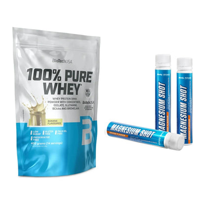 Basis-Set: BioTech 100% Pure Whey + Body Attack Magnesium Shots – alle enthaltenen Artikel