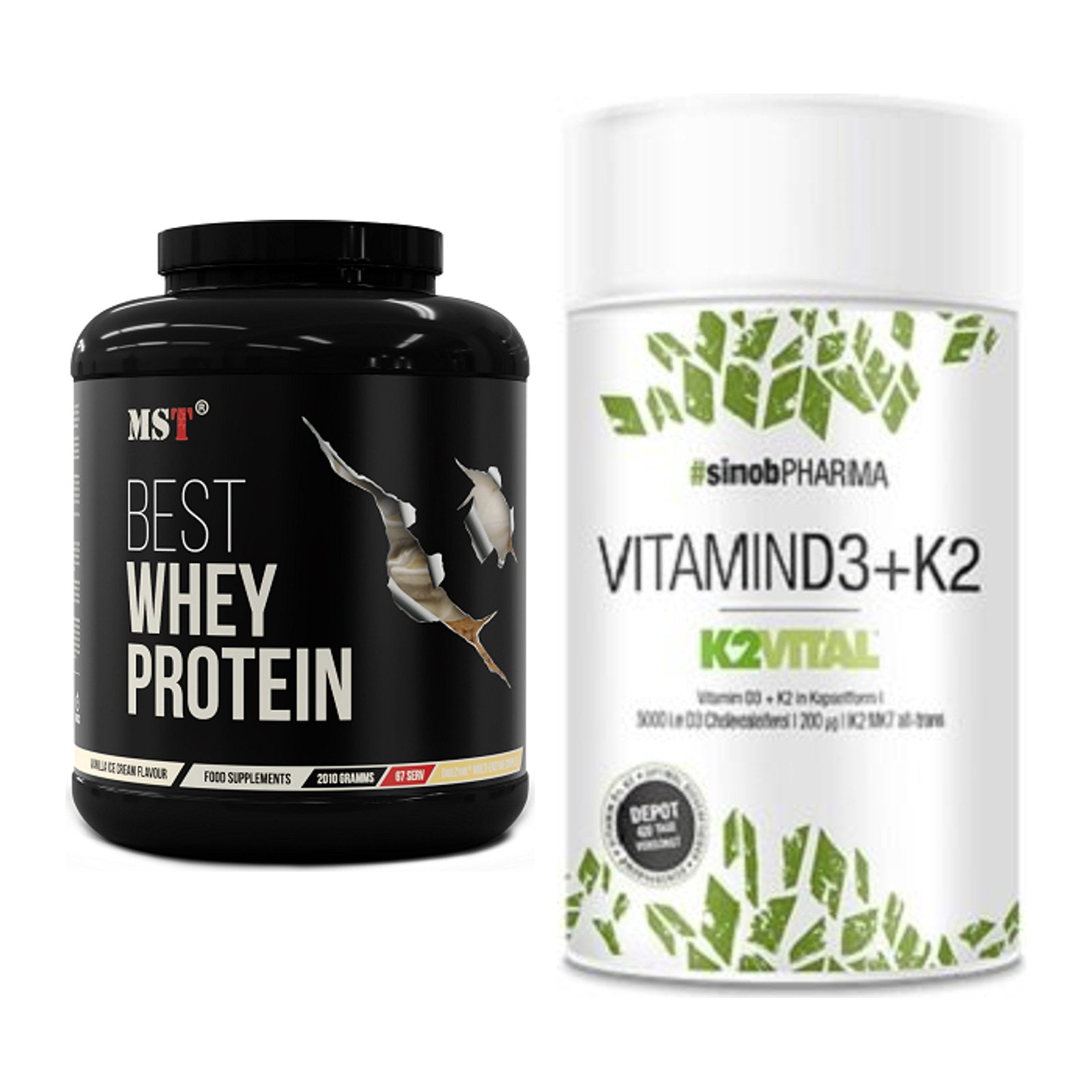 Basis-Set: MST Best Whey Protein + Sinob Vitamin D3 + K2 – alle enthaltenen Artikel
