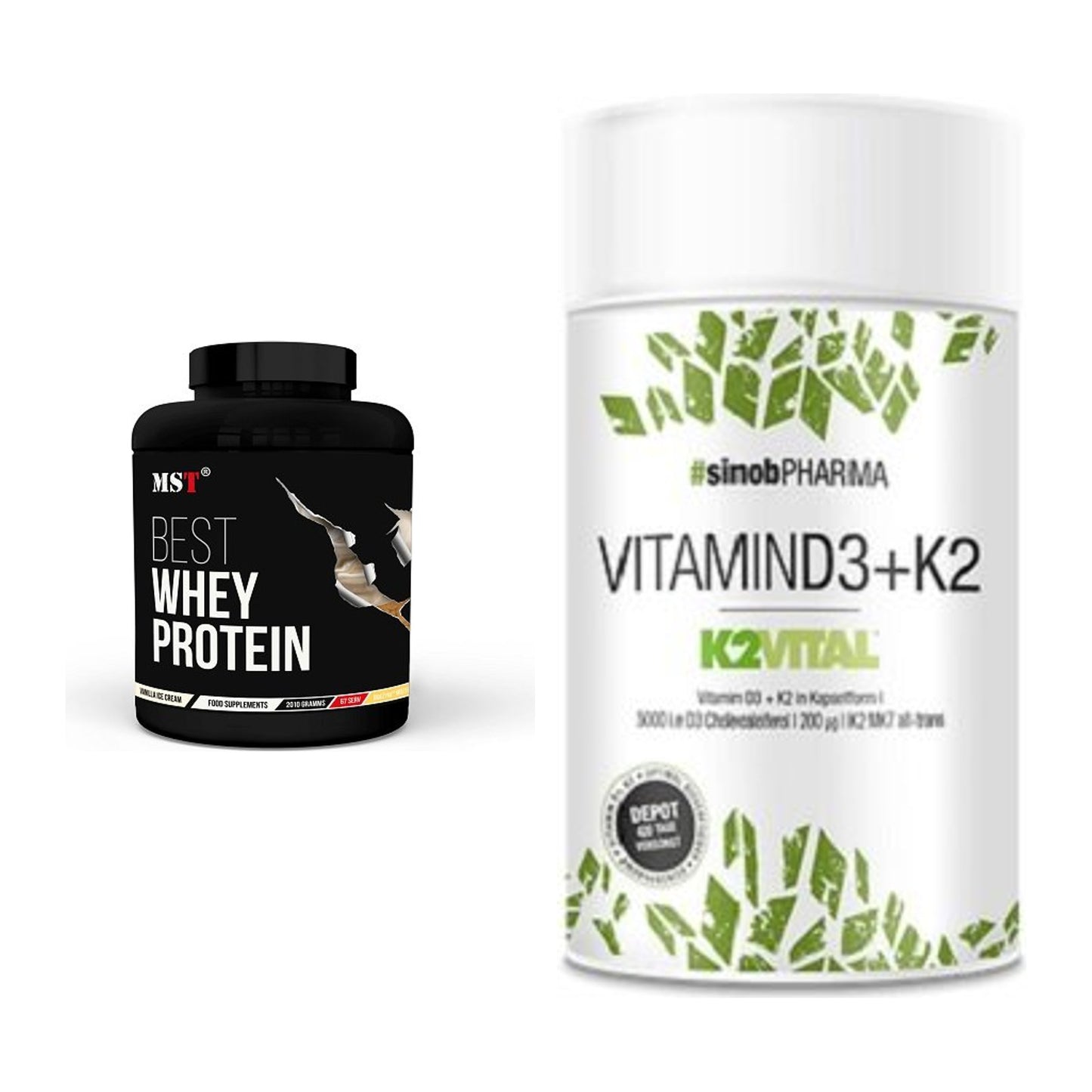 Basis-Set: MST Best Whey Protein + Sinob Vitamin D3 + K2 – alle enthaltenen Artikel