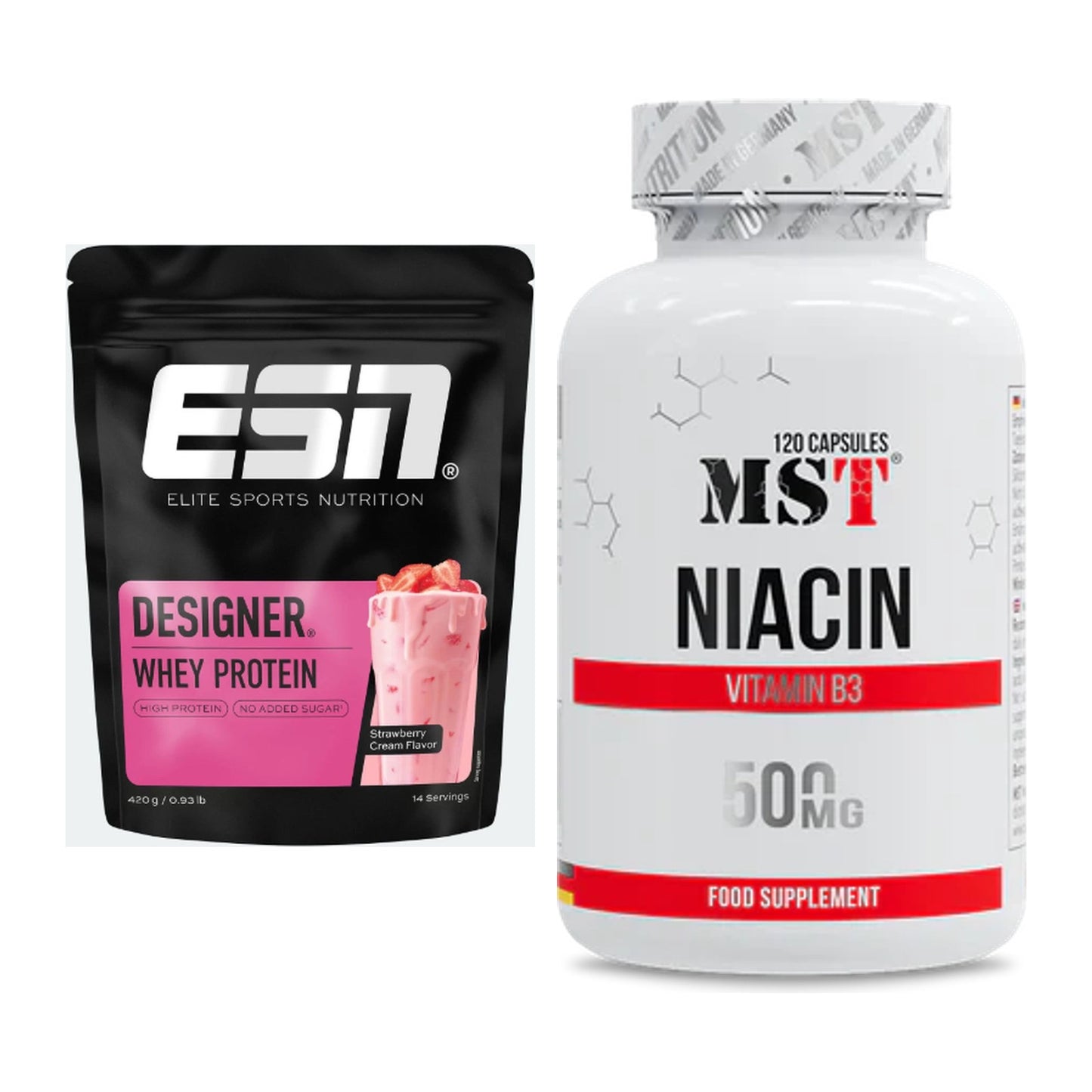 Basis-Set: ESN Designer Whey + MST Niacin – alle enthaltenen Artikel