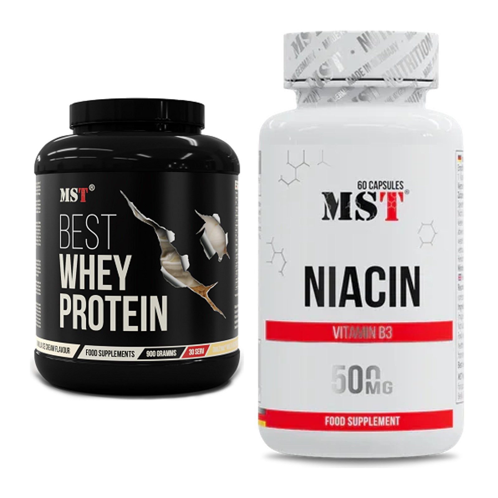 Basis-Set: MST Best Whey Protein + MST Niacin – alle enthaltenen Artikel
