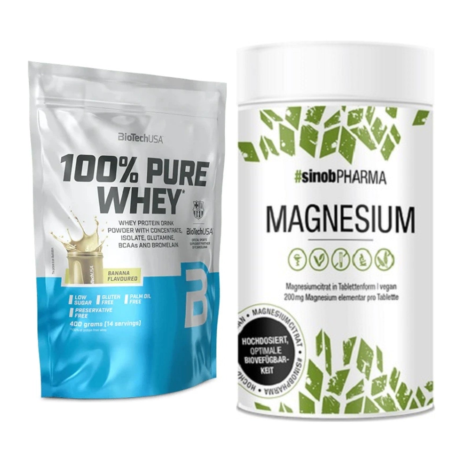 Basis-Set: BioTech 100% Pure Whey + Sinob Magnesium Citrat – alle enthaltenen Artikel