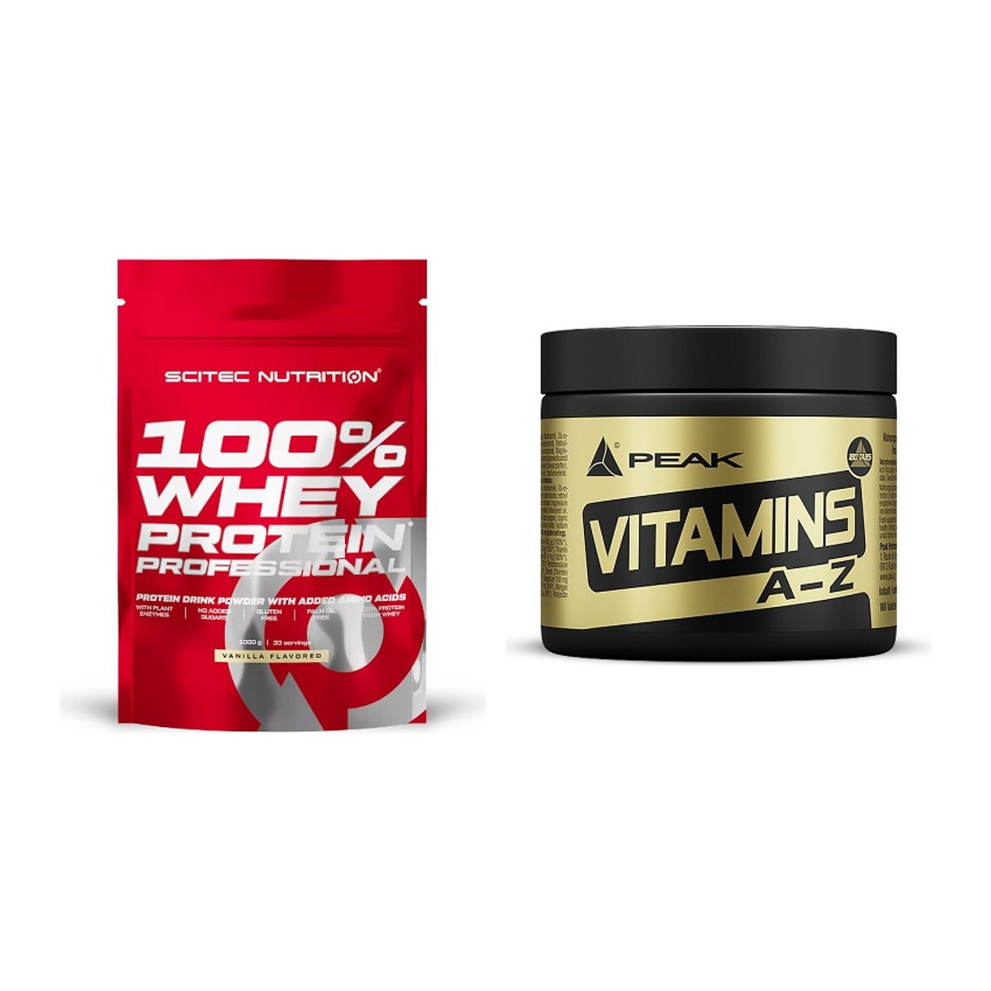 Basis-Set: Scitec 100% Whey Protein + Peak Vitamin A-Z 180 Tabl. – alle enthaltenen Artikel