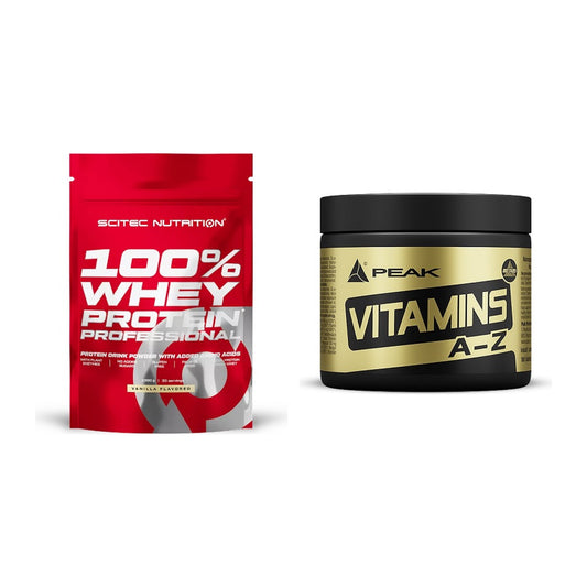 Basis-Set: Scitec 100% Whey Protein + Peak Vitamin A-Z 180 Tabl. – alle enthaltenen Artikel