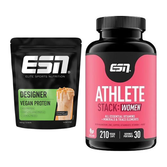 Basis-Set: ESN Designer Vegan Protein + ESN Athlete Stack:WOMEN – alle enthaltenen Artikel