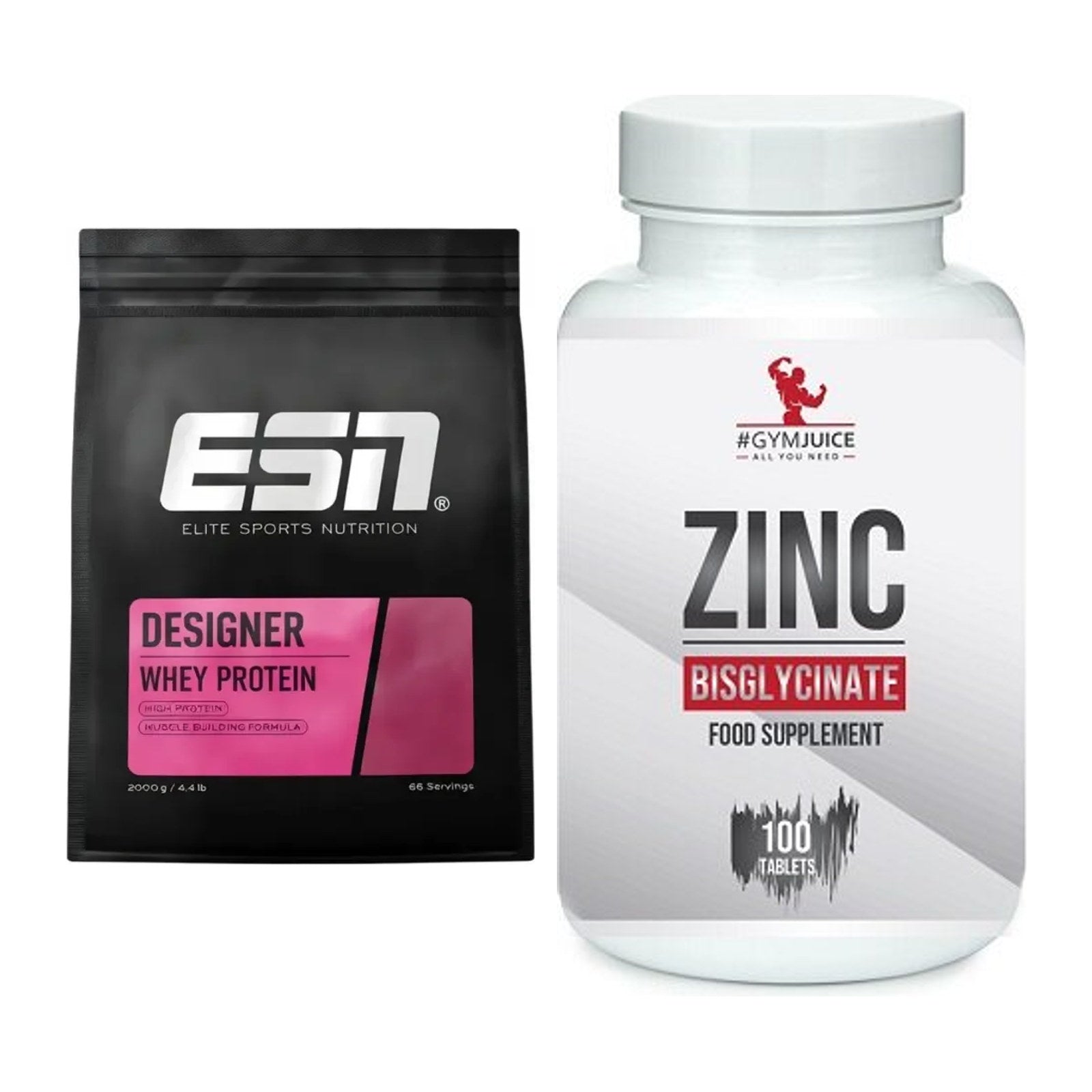 Basis-Set: ESN Designer Whey + #GYMJUICE ZINC Bisglycinate – alle enthaltenen Artikel
