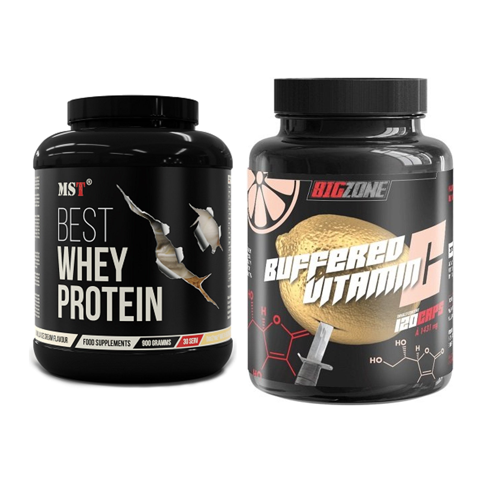 Basis-Set: MST Best Whey Protein + Big Zone Buffered Vitamin C – alle enthaltenen Artikel