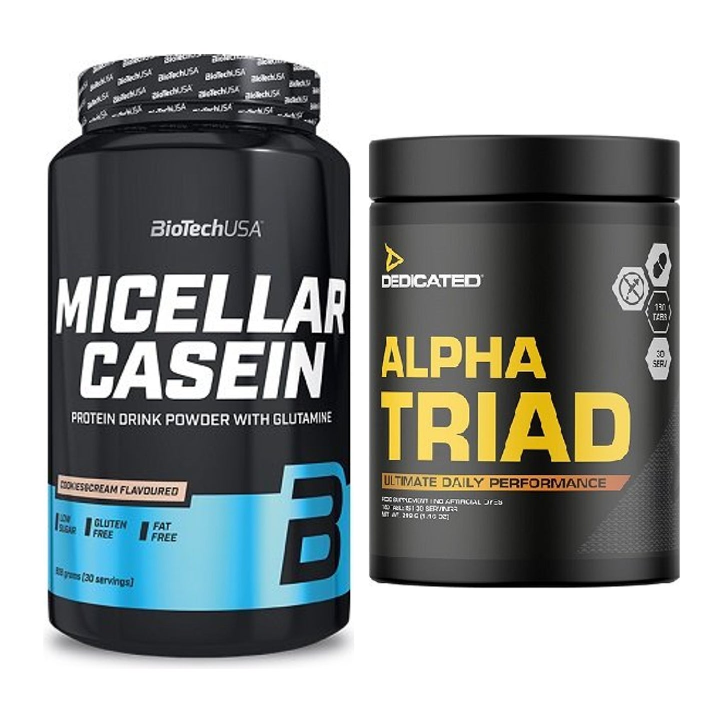 Basis-Set: BioTech Micellar Casein + Dedicated Alpha Triad 180 Tabl. – alle enthaltenen Artikel