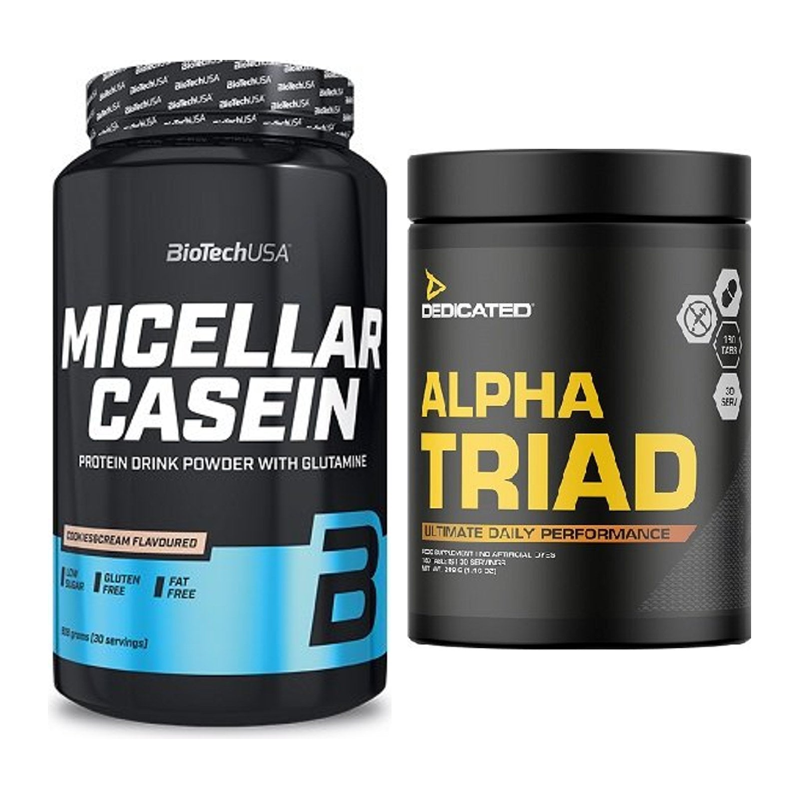 Basis-Set: BioTech Micellar Casein + Dedicated Alpha Triad 180 Tabl. – alle enthaltenen Artikel