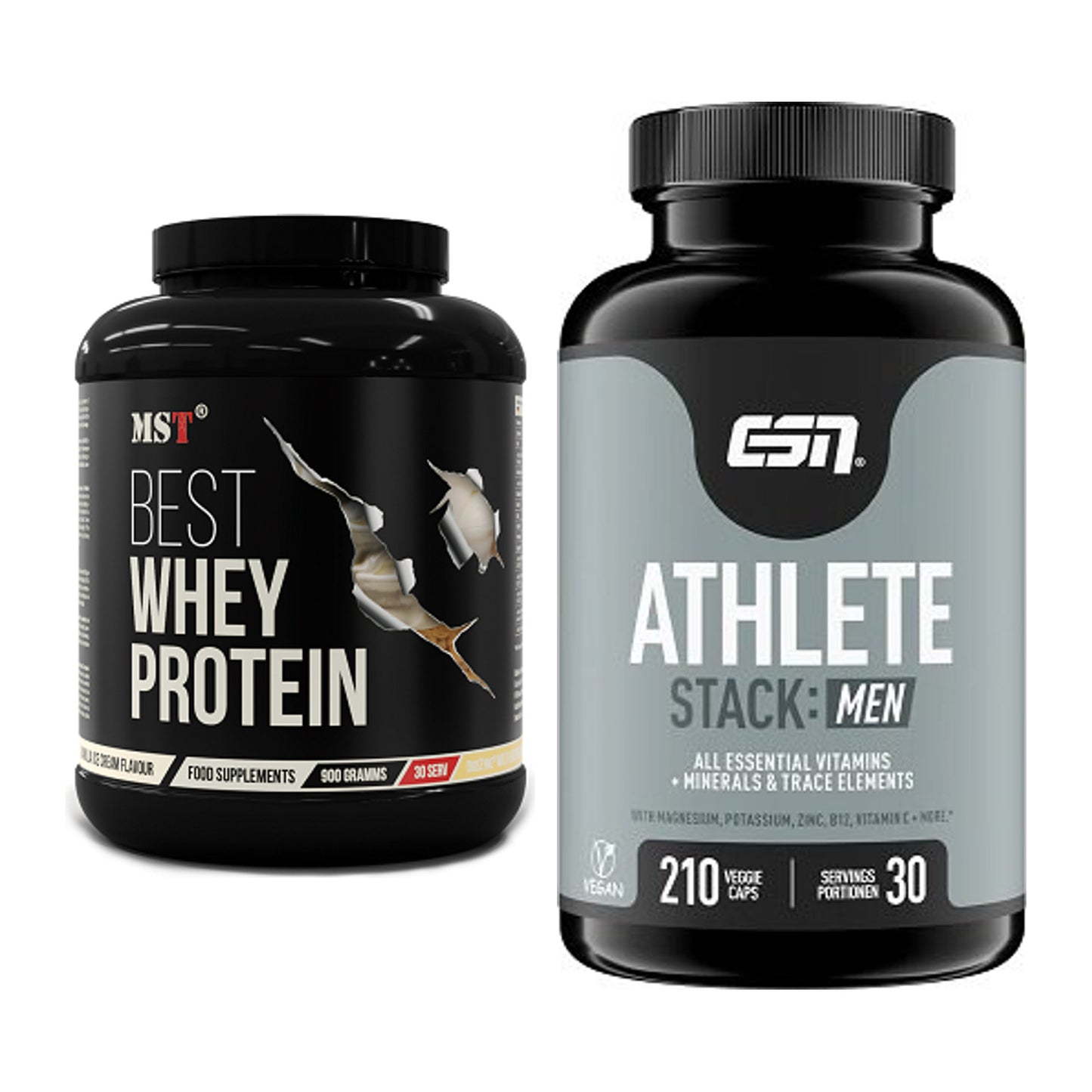 Basis-Set: MST Best Whey Protein + ESN Athlete Stack:MEN – alle enthaltenen Artikel