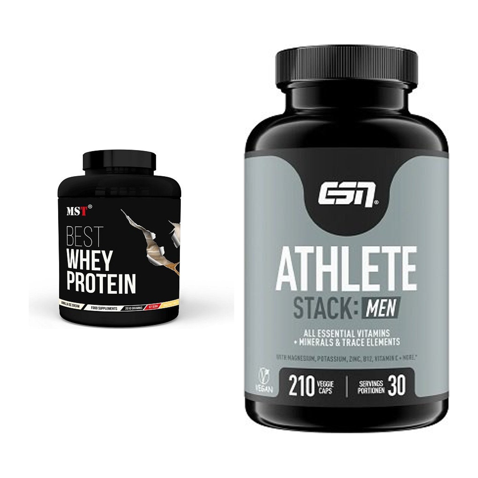 Basis-Set: MST Best Whey Protein + ESN Athlete Stack:MEN – alle enthaltenen Artikel