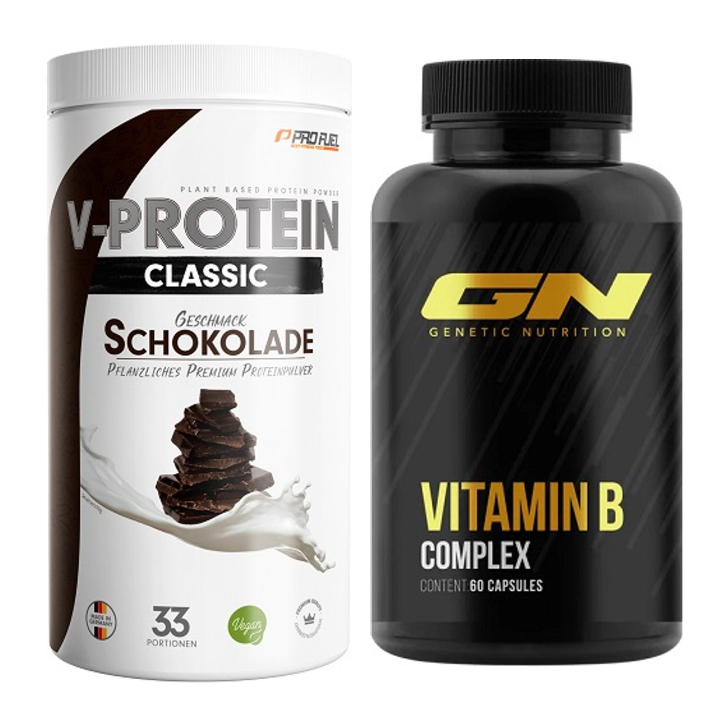 Basis-Set: ProFuel VEGAN PROTEIN + GN Vitamin B-Complex – alle enthaltenen Artikel