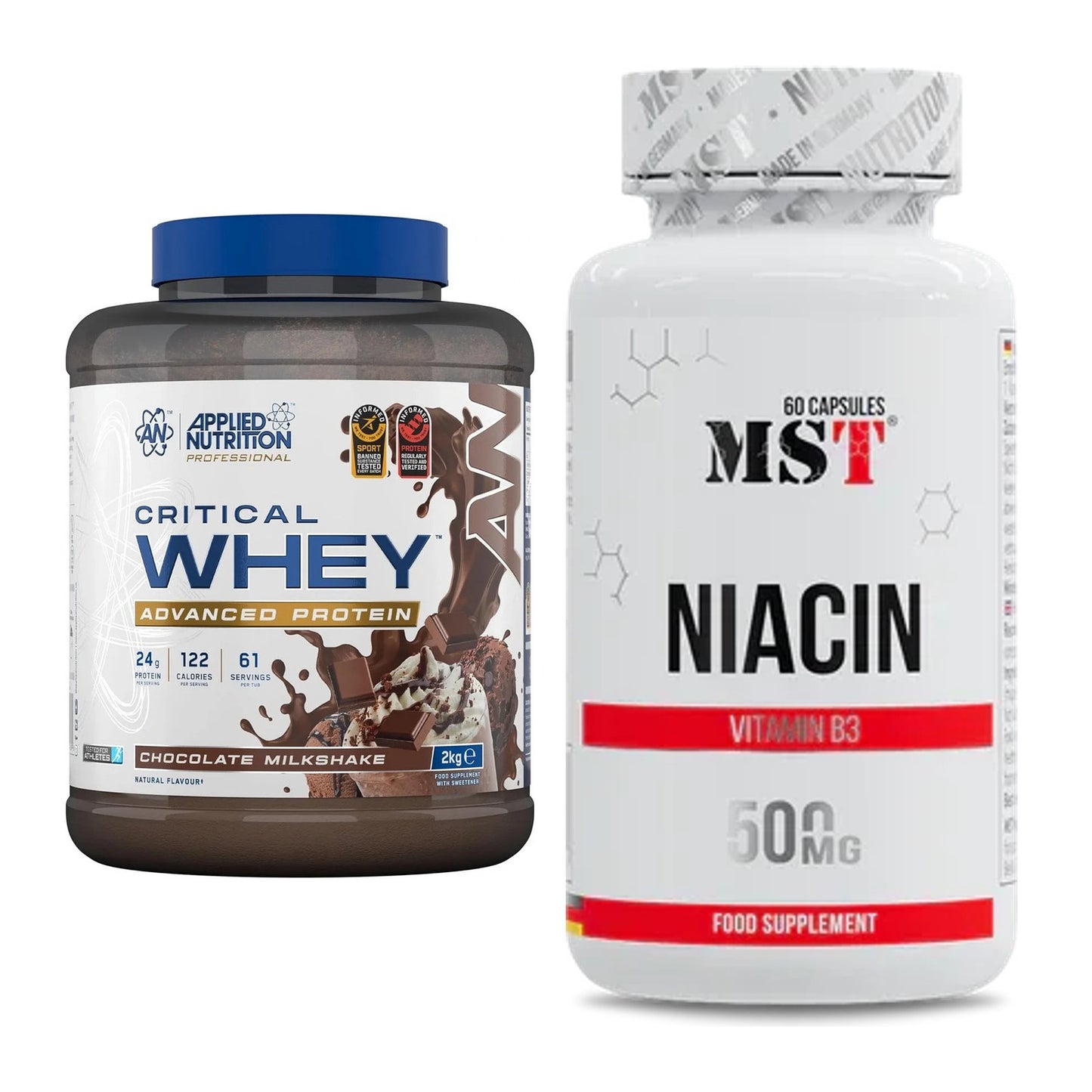 Basis-Set: Applied Nutrition Critical Whey + MST Niacin – alle enthaltenen Artikel