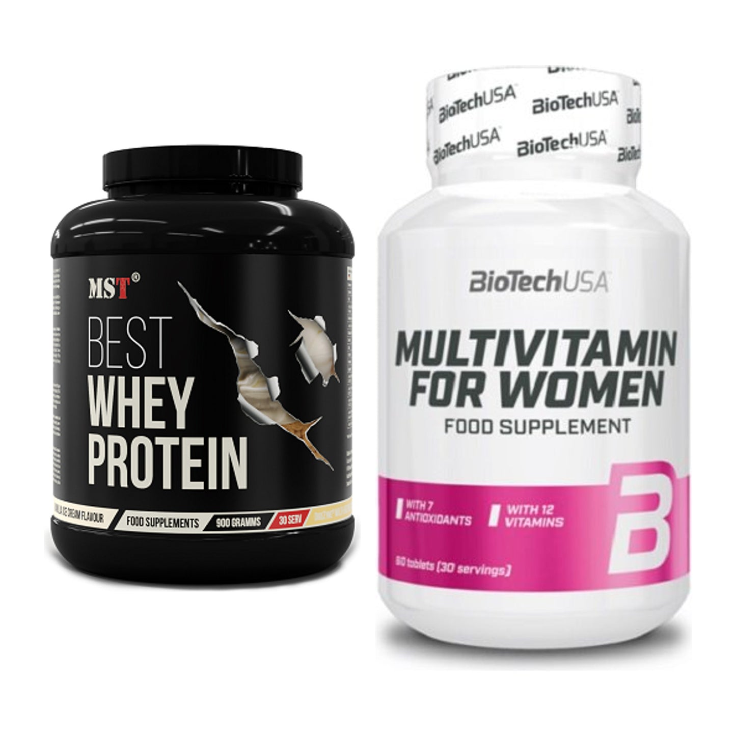 Basis-Set: MST Best Whey Protein + BioTech Multivitamin für Frau 60 – alle enthaltenen Artikel