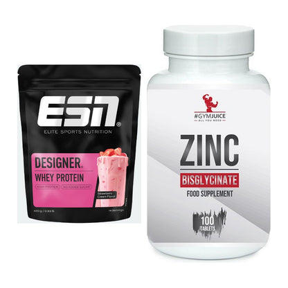 Basis-Set: ESN Designer Whey + #GYMJUICE ZINC Bisglycinate – alle enthaltenen Artikel