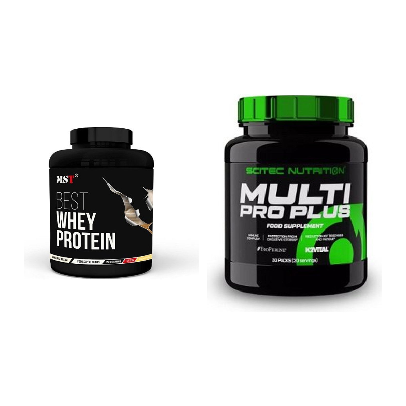 Basis-Set: MST Best Whey Protein + Scitec Multi Pro Plus 30 Packs – alle enthaltenen Artikel