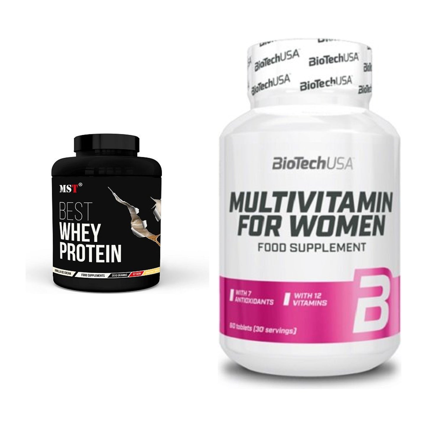 Basis-Set: MST Best Whey Protein + BioTech Multivitamin für Frau 60 – alle enthaltenen Artikel