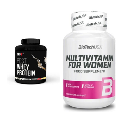 Basis-Set: MST Best Whey Protein + BioTech Multivitamin für Frau 60 – alle enthaltenen Artikel