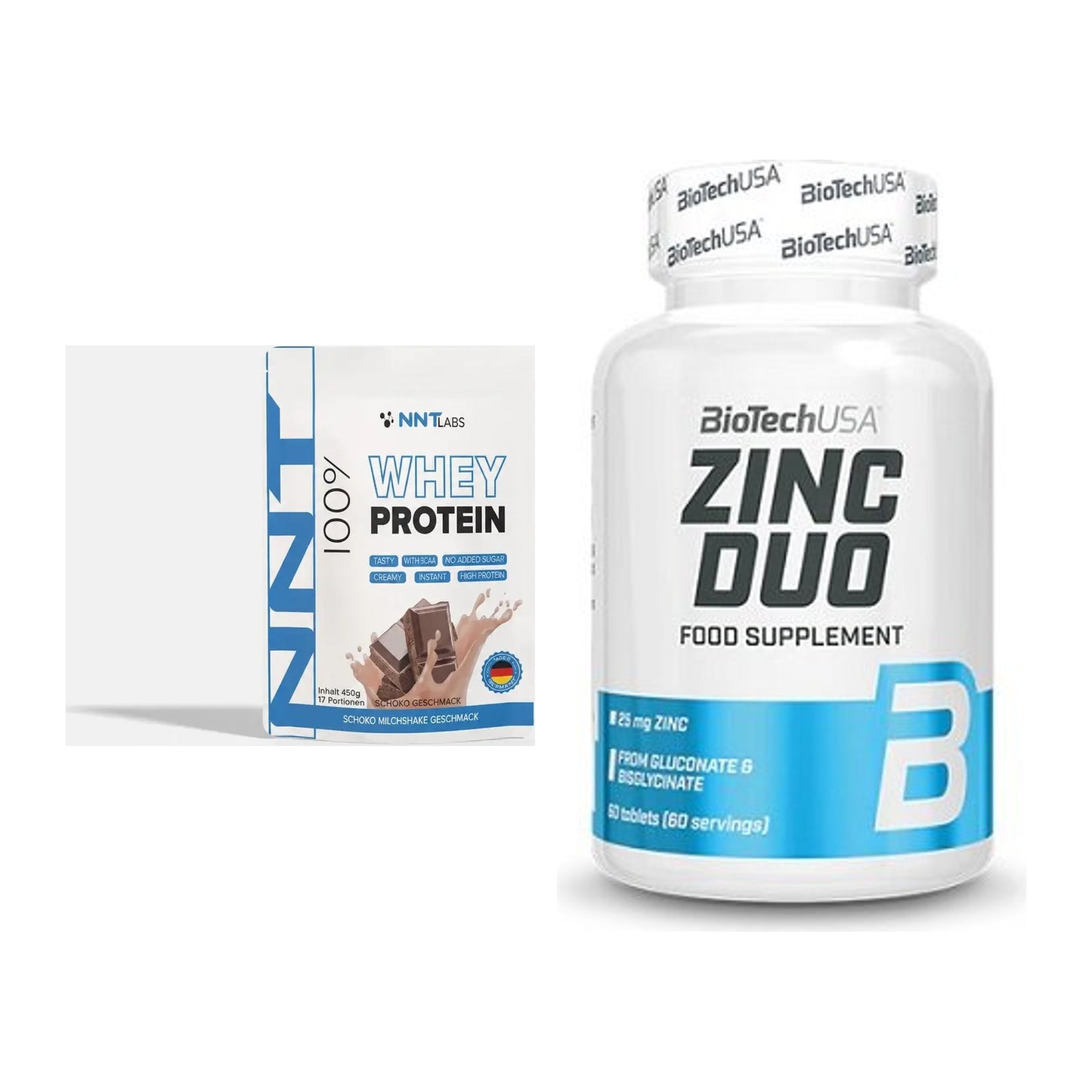 Basis-Set: NNT Whey + BioTech Zinc Duo – alle enthaltenen Artikel