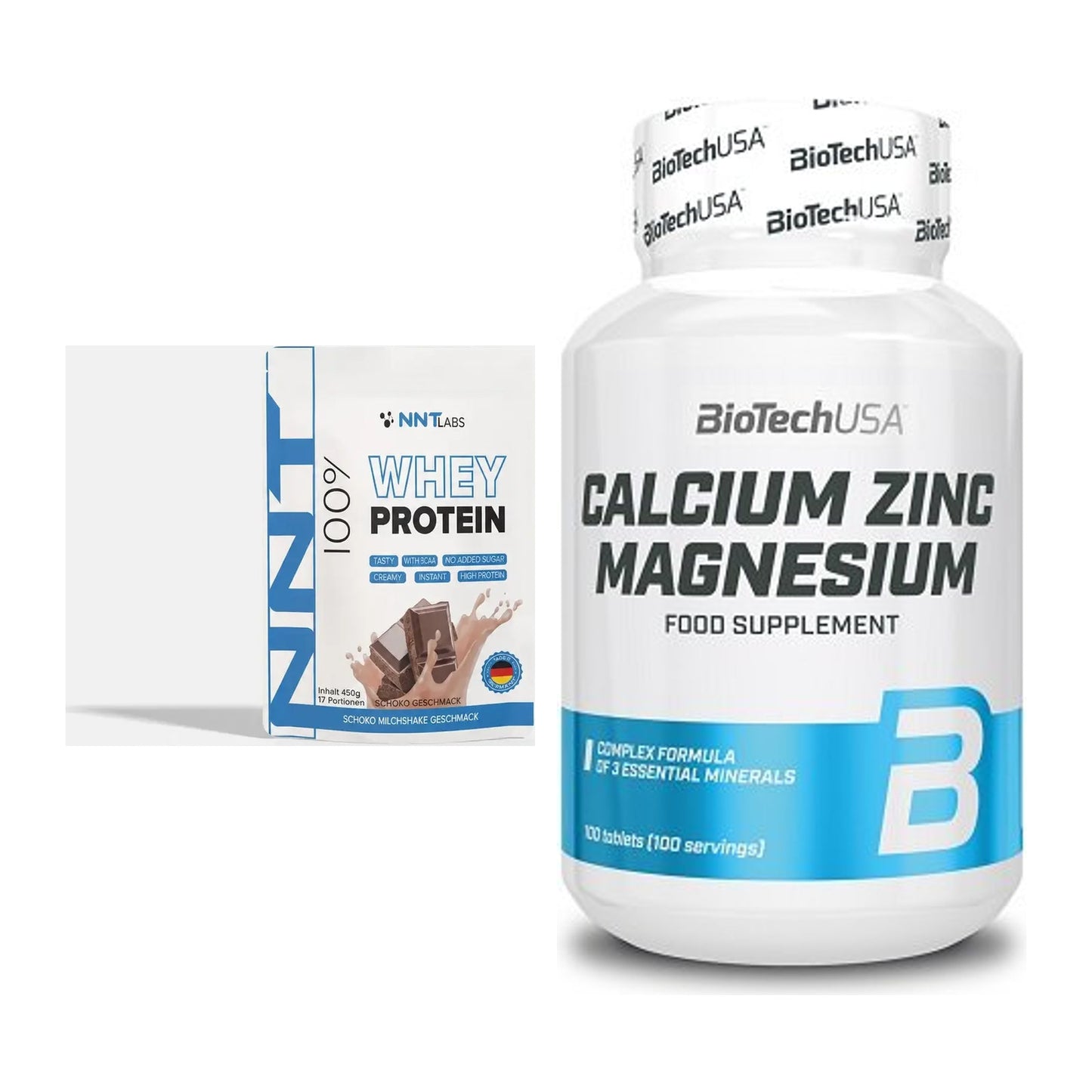 Basis-Set: NNT Whey + BioTech Calcium Zinc Magnesium 100 – alle enthaltenen Artikel