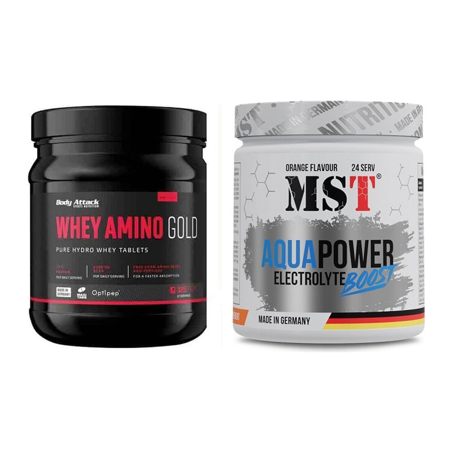 Basis-Set: Body Attack Whey Amino Gold + MST Aqua Power Electrolyte – alle enthaltenen Artikel