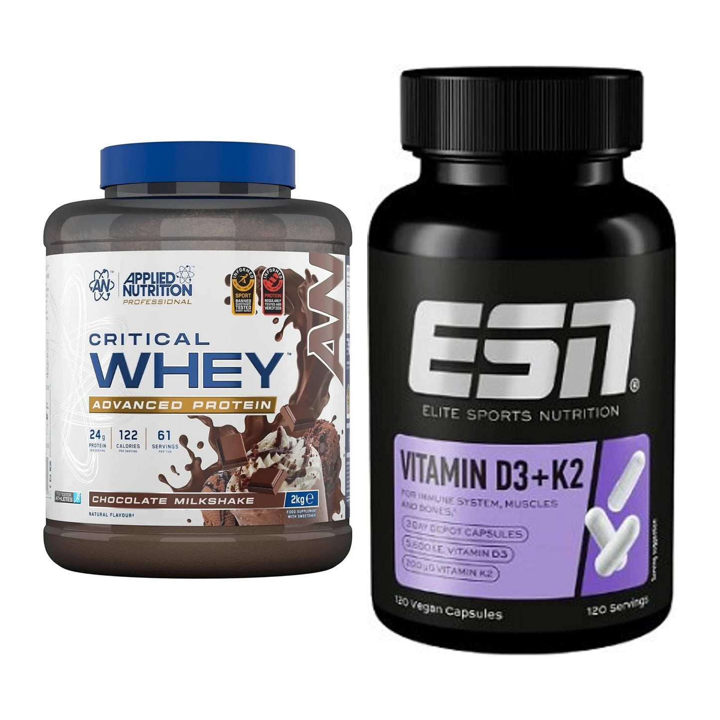 Basis-Set: Applied Nutrition Critical Whey + ESN Vitamin D3 + K2 – alle enthaltenen Artikel