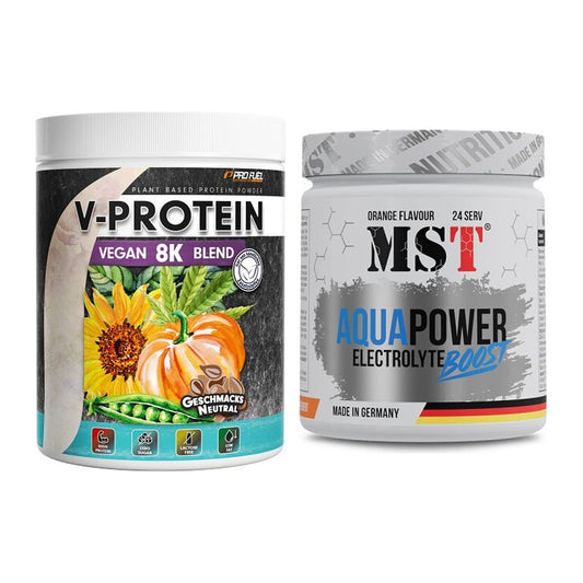 Basis-Set: ProFuel V-Protein Vegan 8K + MST Aqua Power Electrolyte – alle enthaltenen Artikel