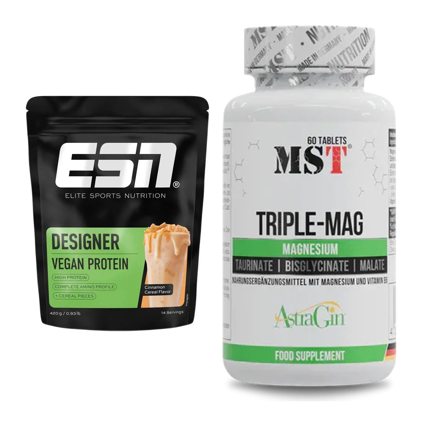 Basis-Set: ESN Designer Vegan Protein + MST Tripple Mag – alle enthaltenen Artikel