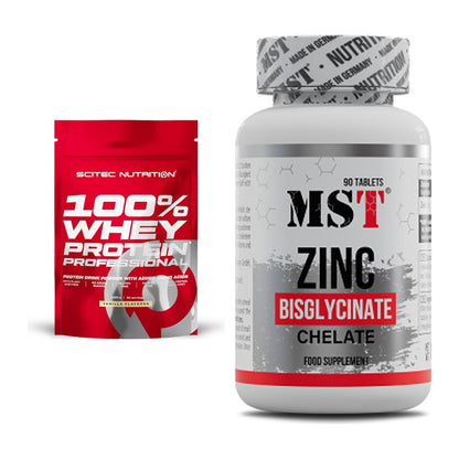 Basis-Set: Scitec 100% Whey Protein + MST Zinc Chelate Bisglycinate – alle enthaltenen Artikel