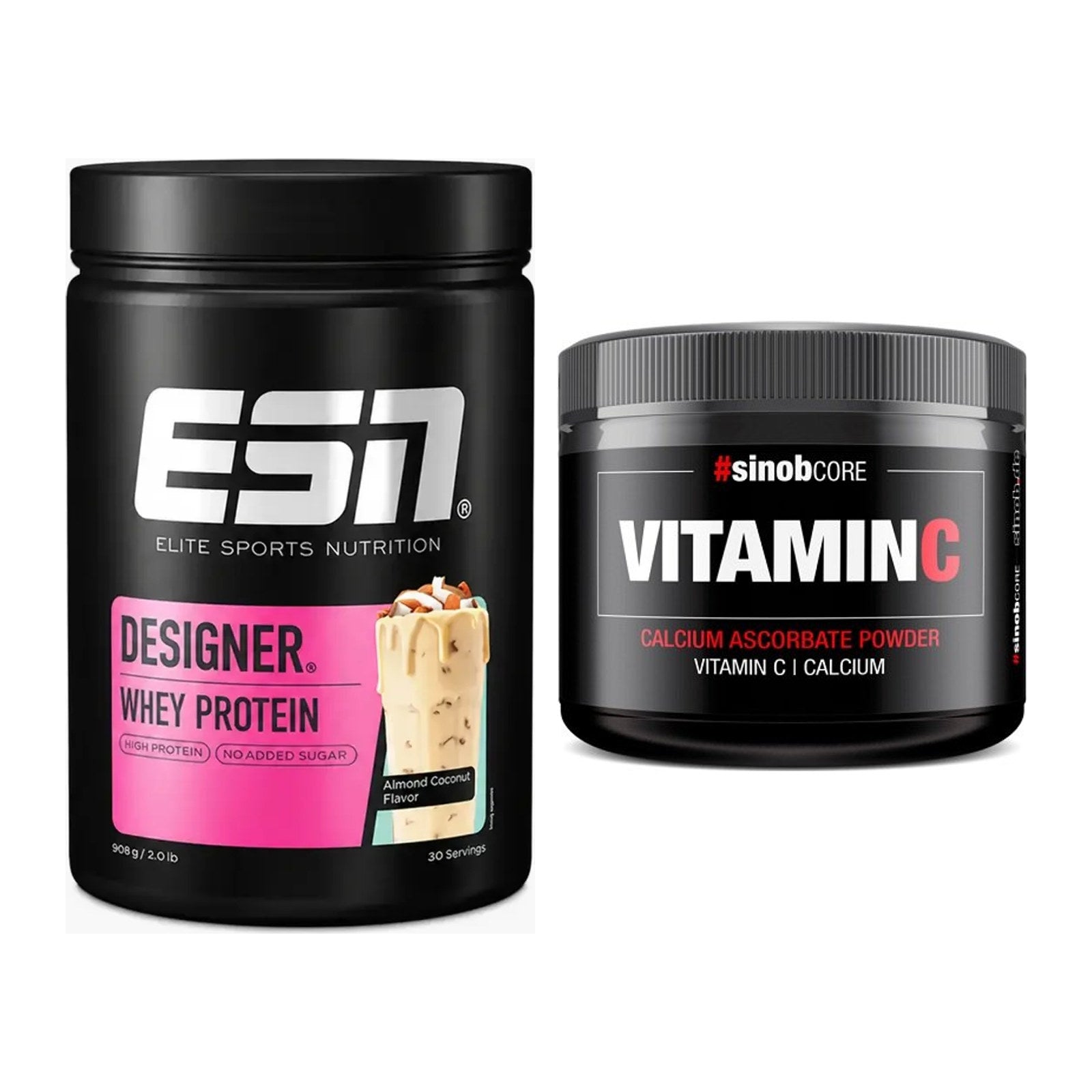 Basis-Set: ESN Designer Whey + Sinob Vitamin C Calcium Ascorbate – alle enthaltenen Artikel
