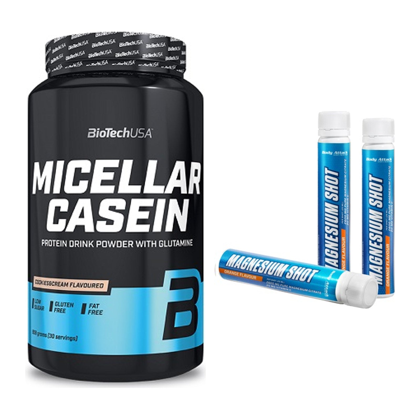 Basis-Set: BioTech Micellar Casein + Body Attack Magnesium Shots – alle enthaltenen Artikel