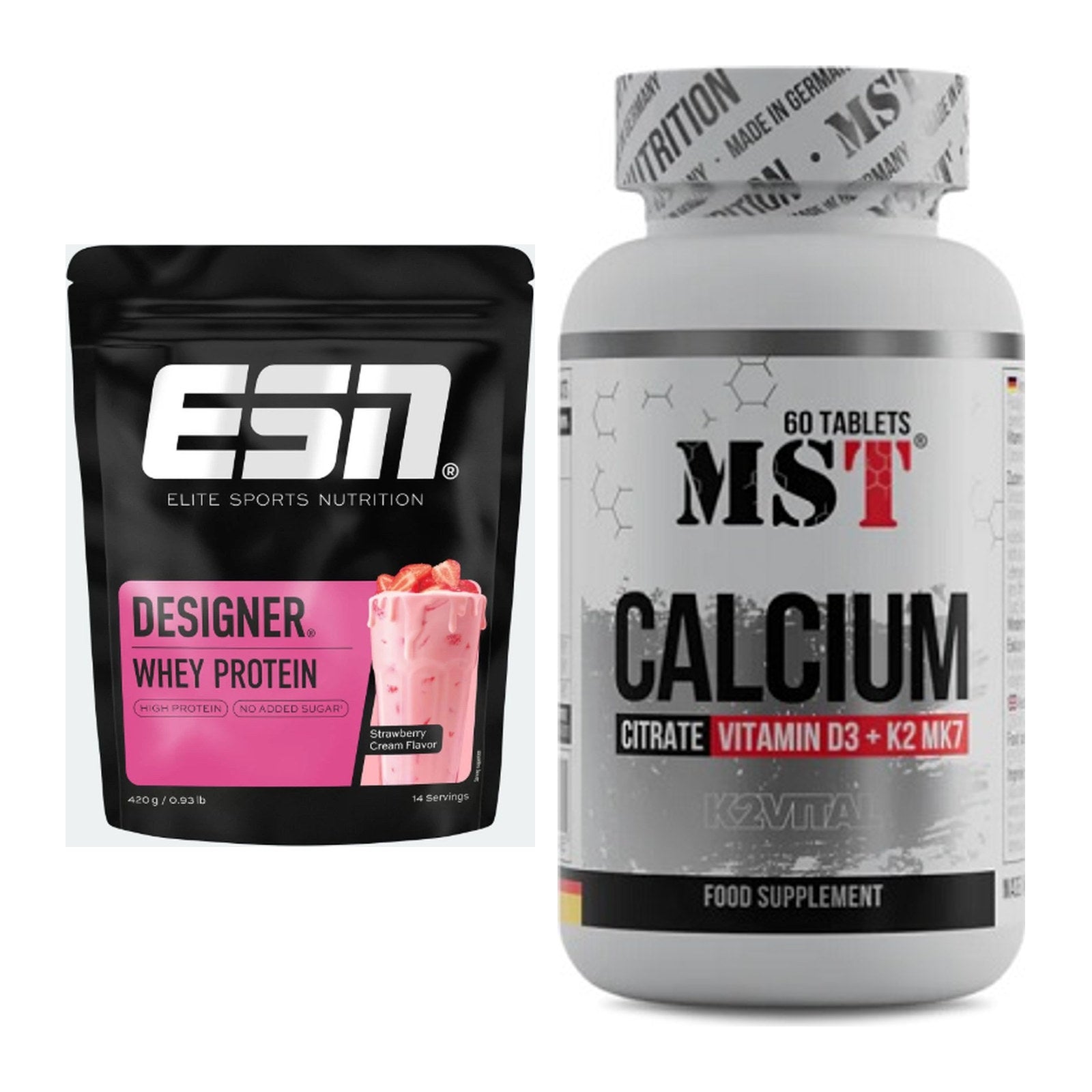Basis-Set: ESN Designer Whey + MST Calcium Citrate D3 + K2Vital – alle enthaltenen Artikel
