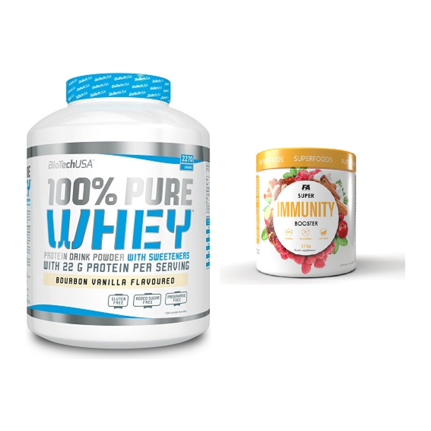 Basis-Set: BioTech 100% Pure Whey + FA Nutrition Wellnes Line Super – alle enthaltenen Artikel
