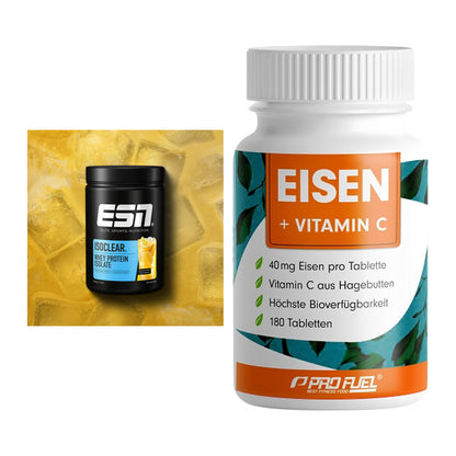 Basis-Set: ESN ISOCLEAR Whey Isolate + ProFuel EISEN + nat. Vitamin C – alle enthaltenen Artikel