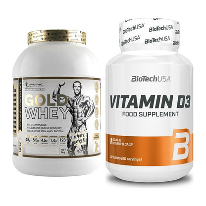 Basis-Set: Kevin Levrone Gold Whey + BioTech Vitamin D3 – alle enthaltenen Artikel