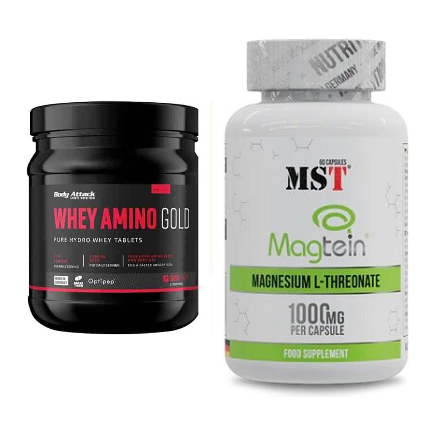 Basis-Set: Body Attack Whey Amino Gold + MST Magnesium L-Threonate – alle enthaltenen Artikel